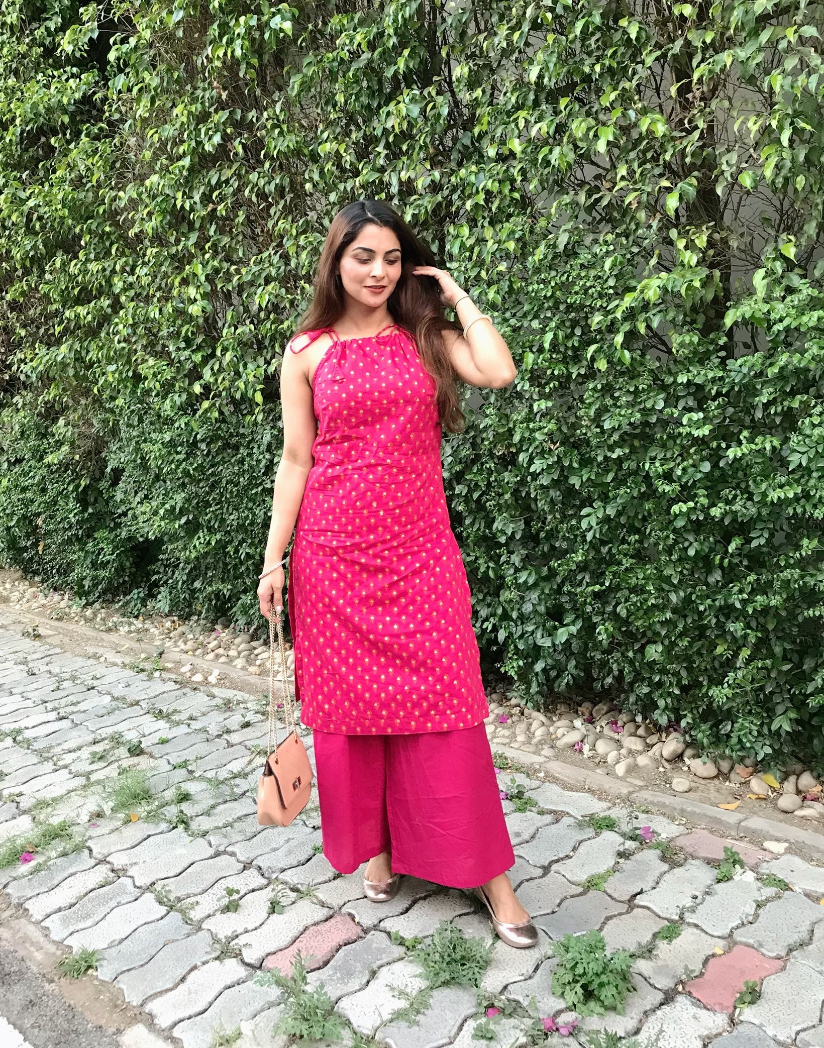 Pink Printed Suit Set