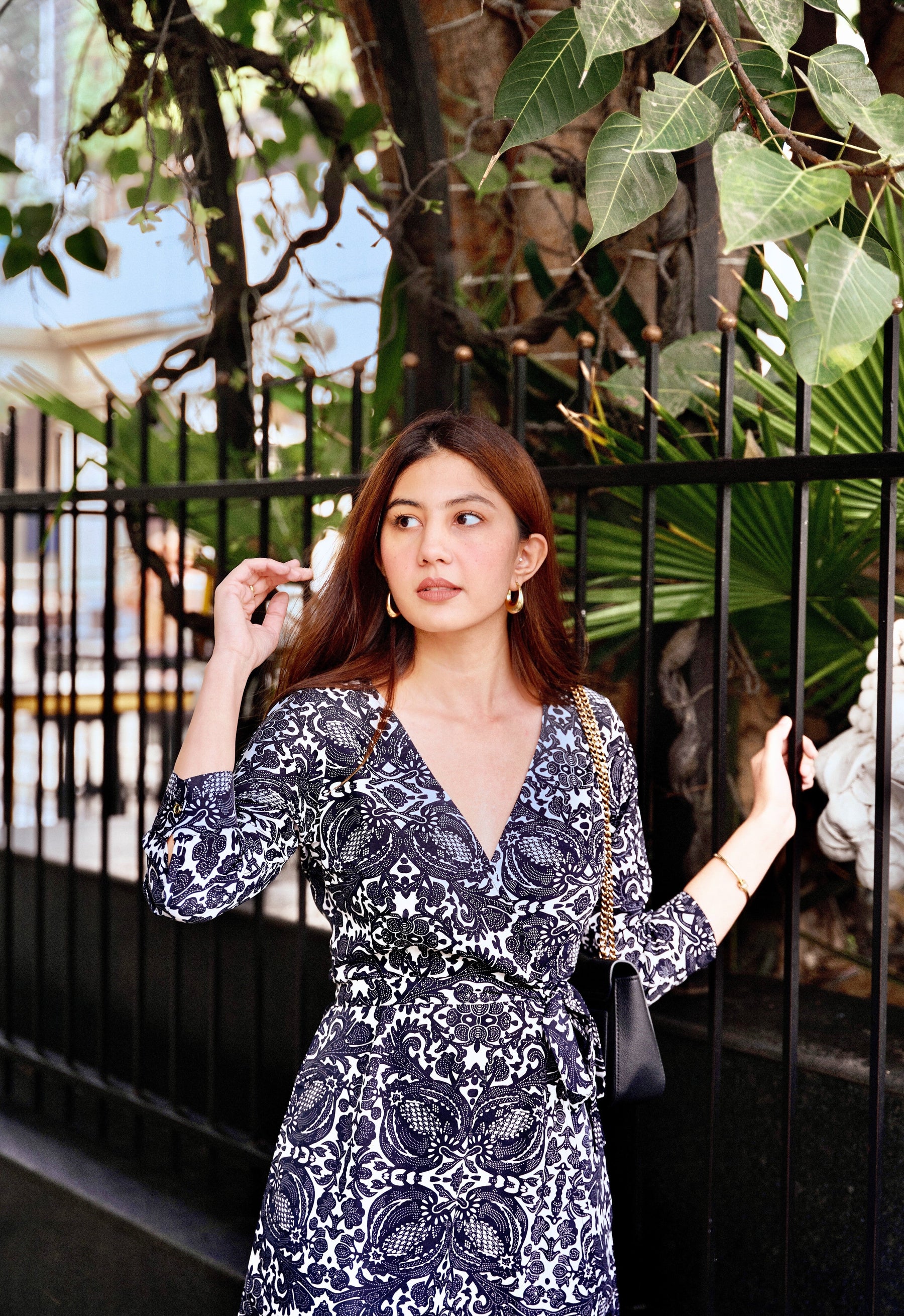 Maze Print Wrap Dress