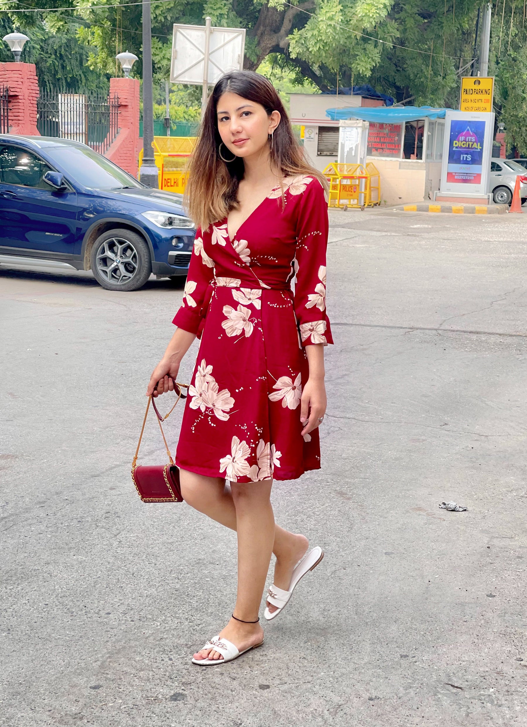 Floral Print Wrap Dress