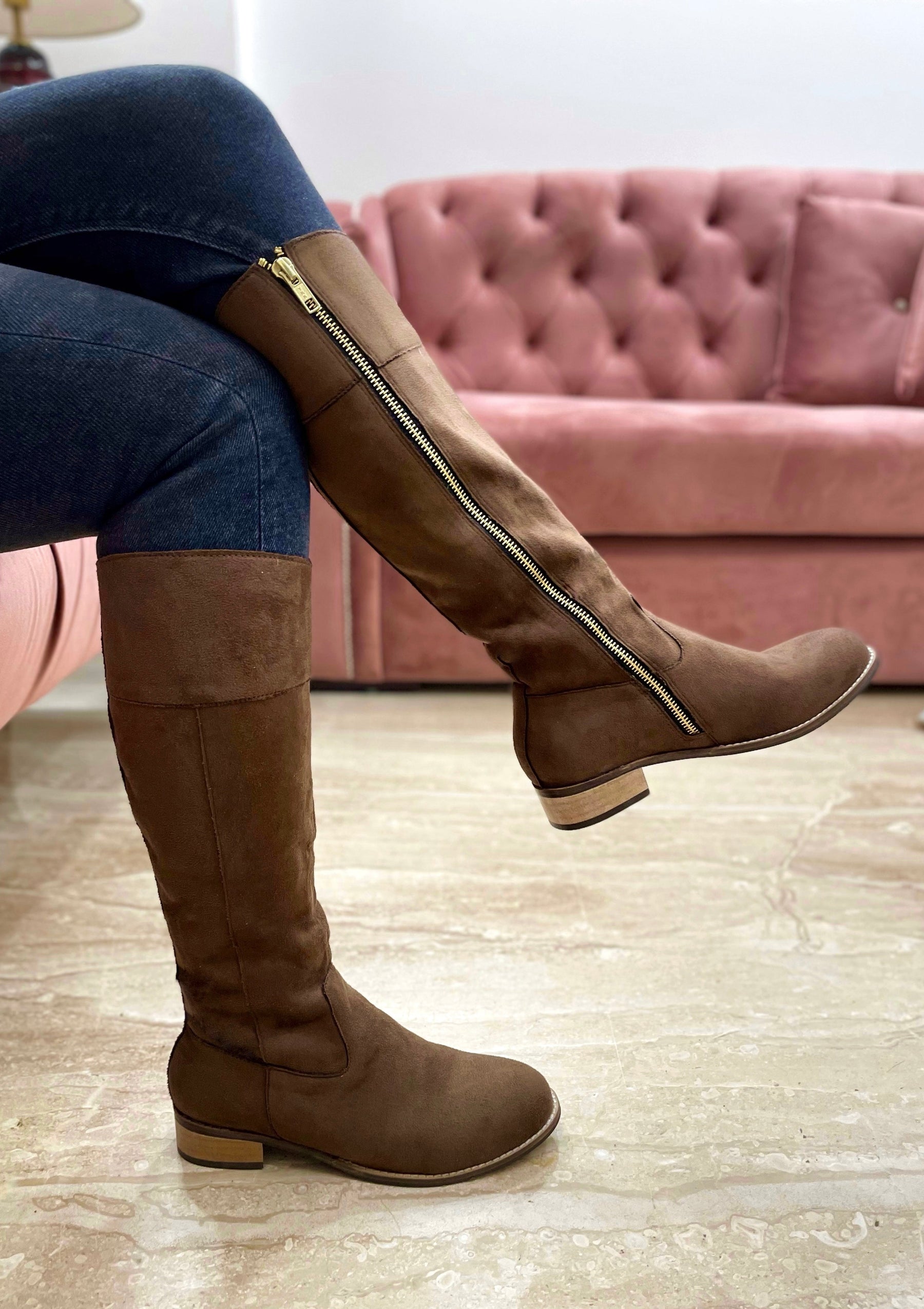 Brown Suede Long Boots