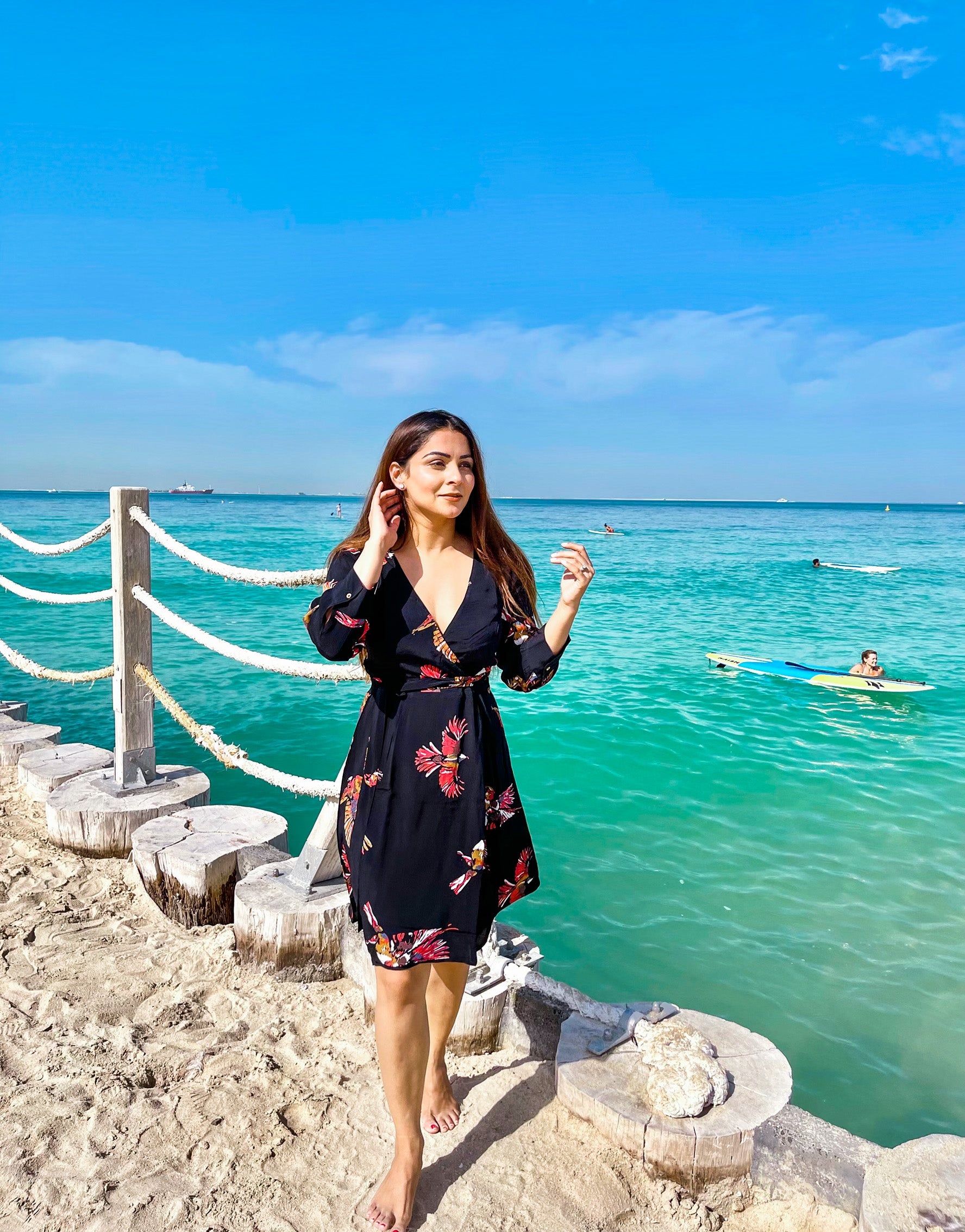 Butterfly Print Wrap Dress