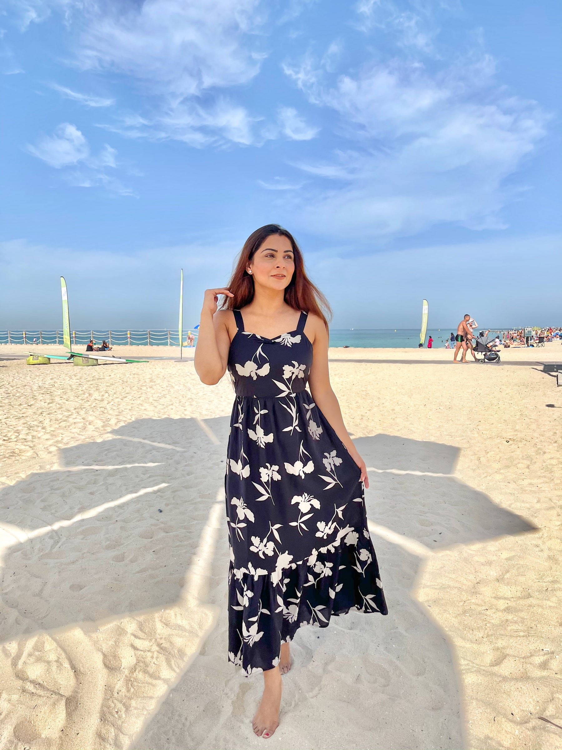 Black Floral Tie Up Dress