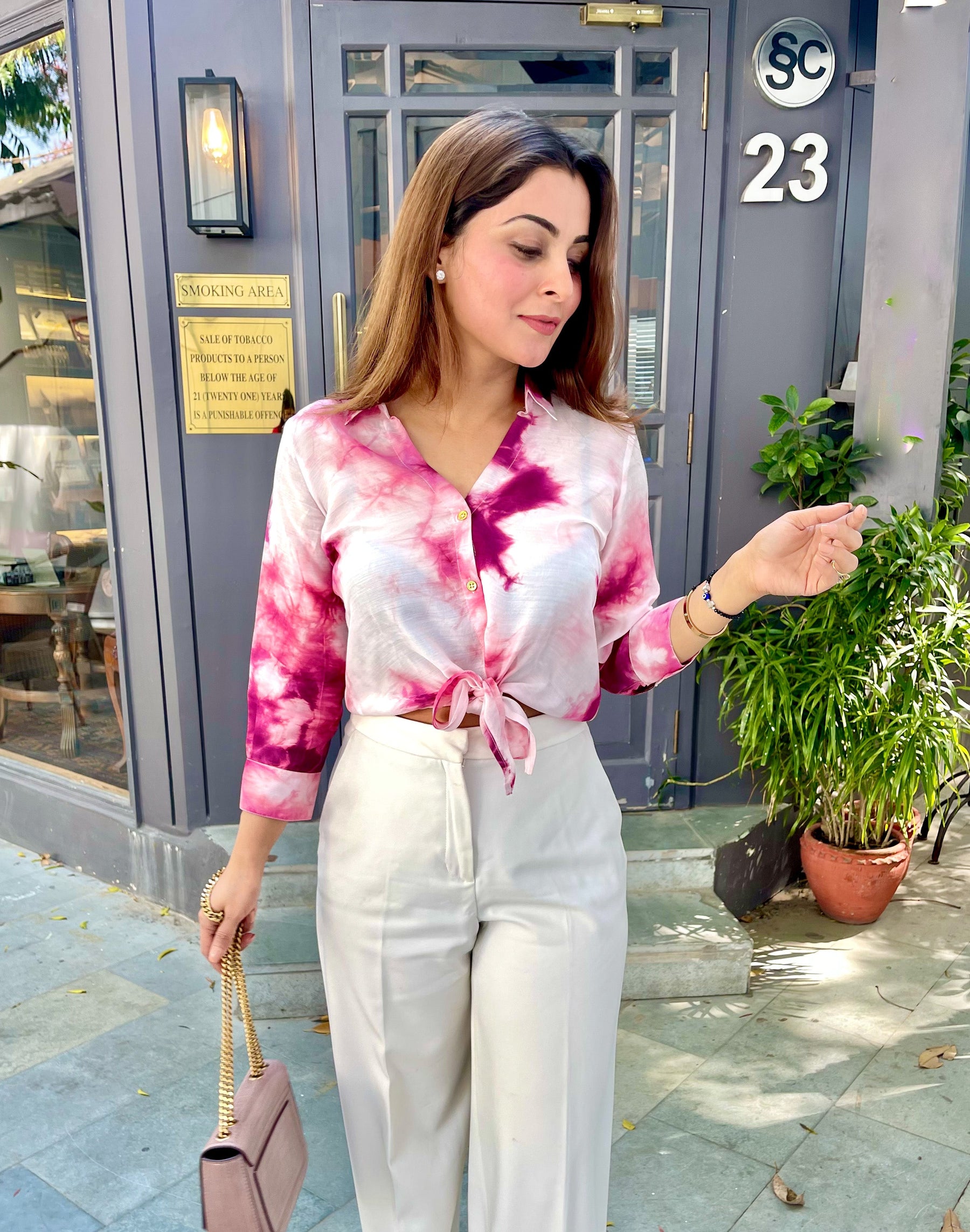 Pink Tie Dye Knot Up Top