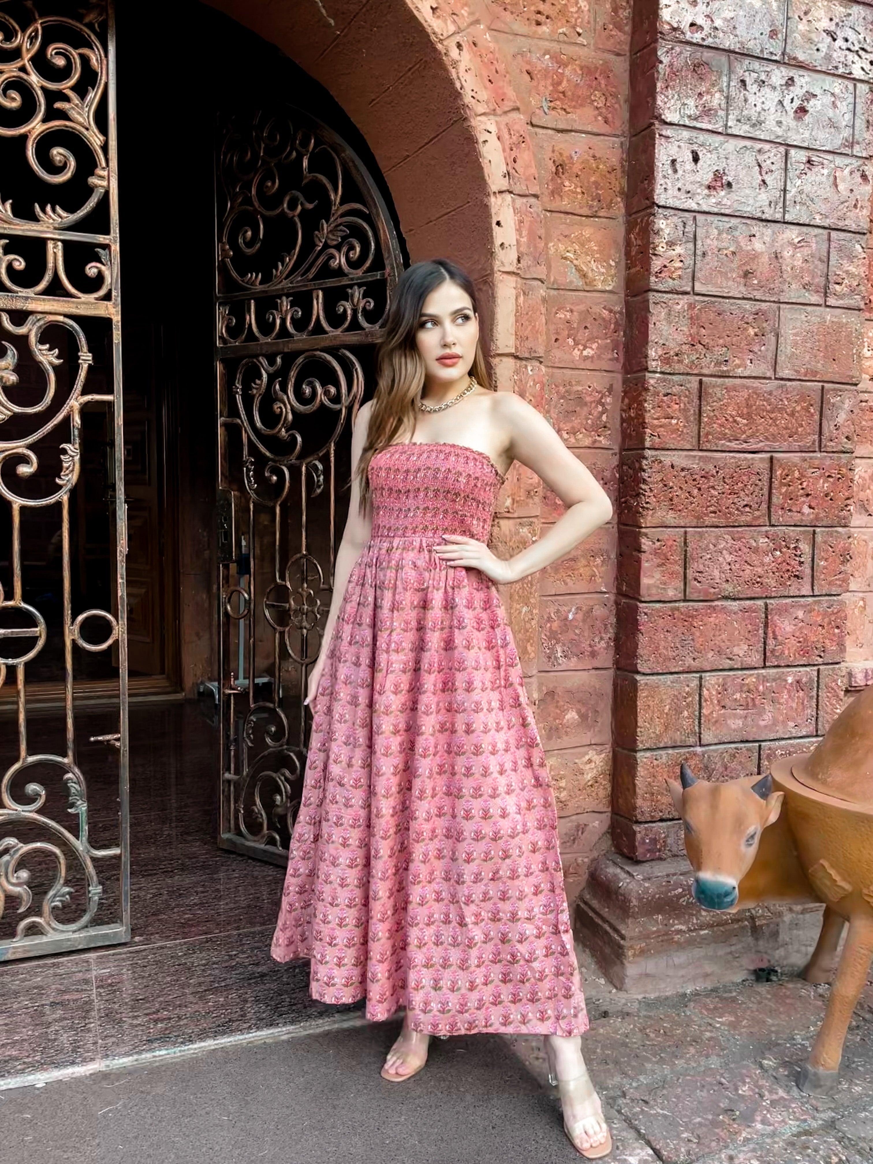 Floral Pink Tube Dress