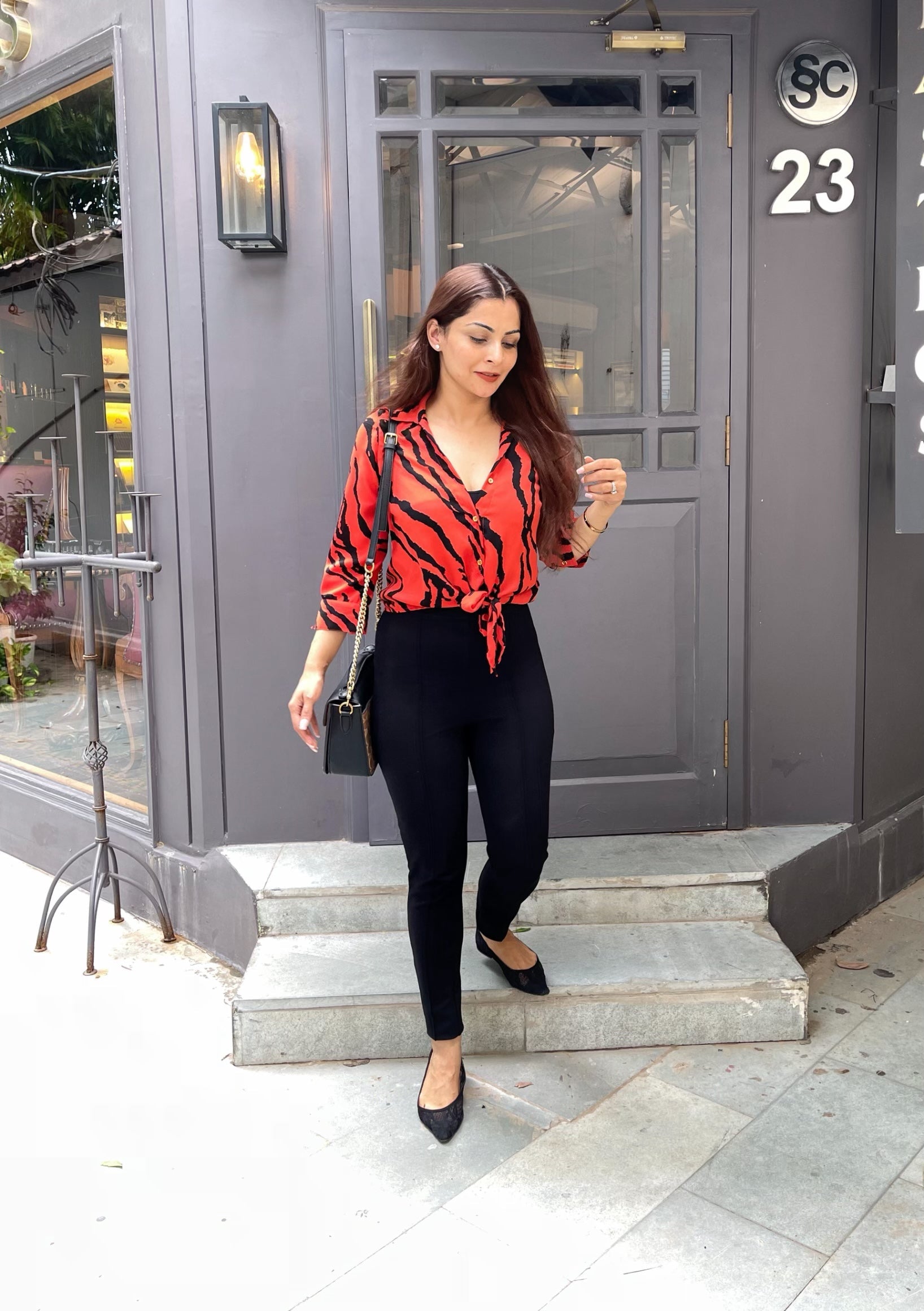 Bright Snakeprint Knot Up Top