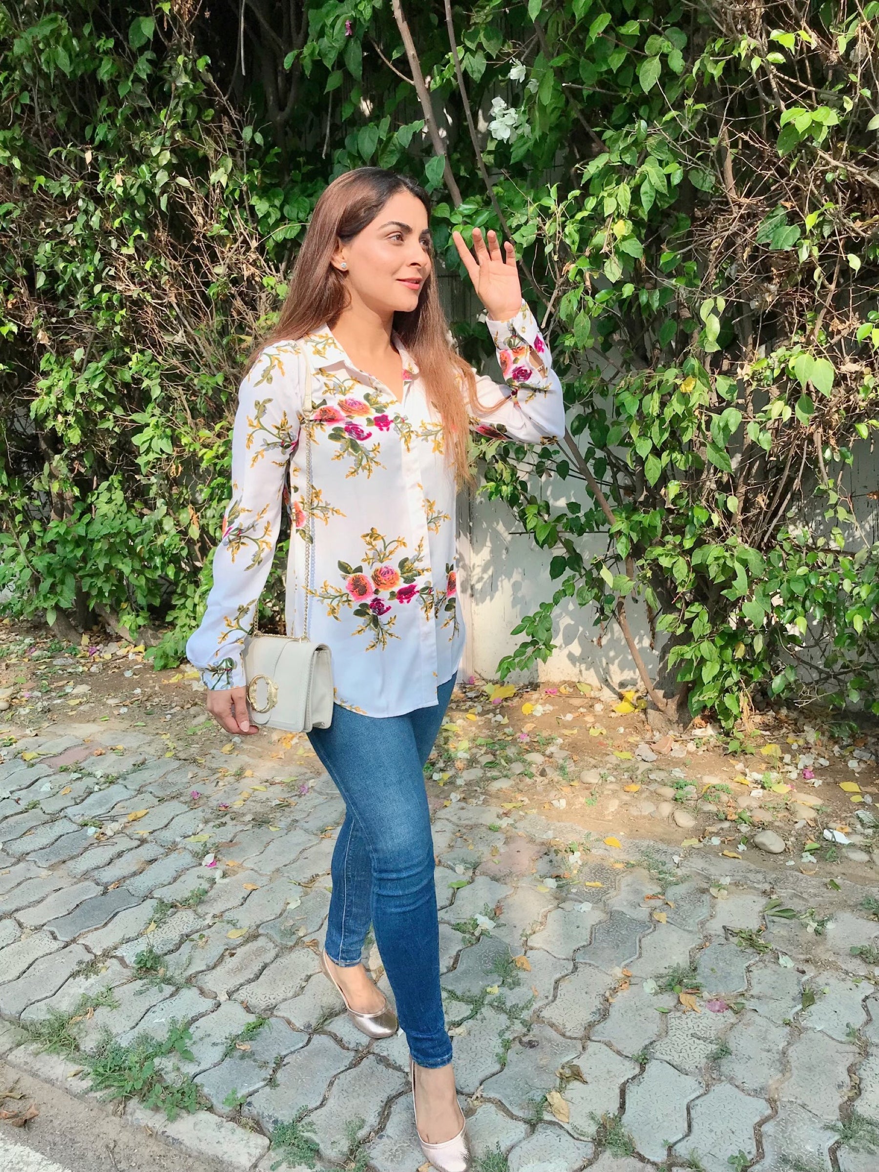 Floral White Shirt