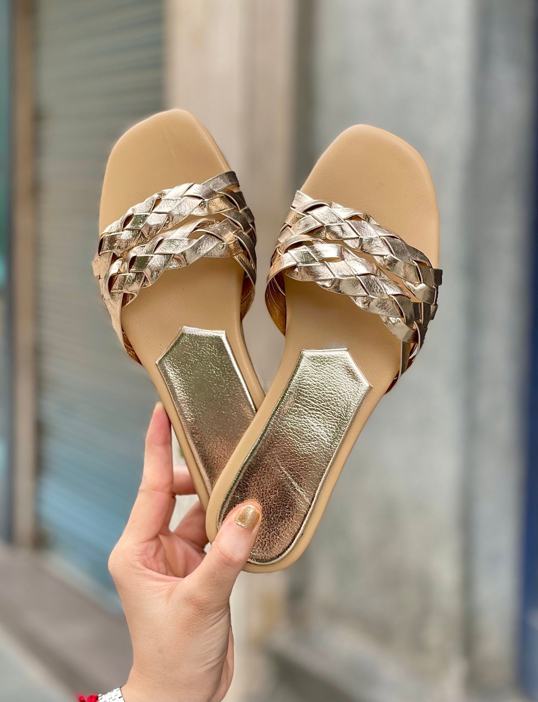 Gold Braided Slides