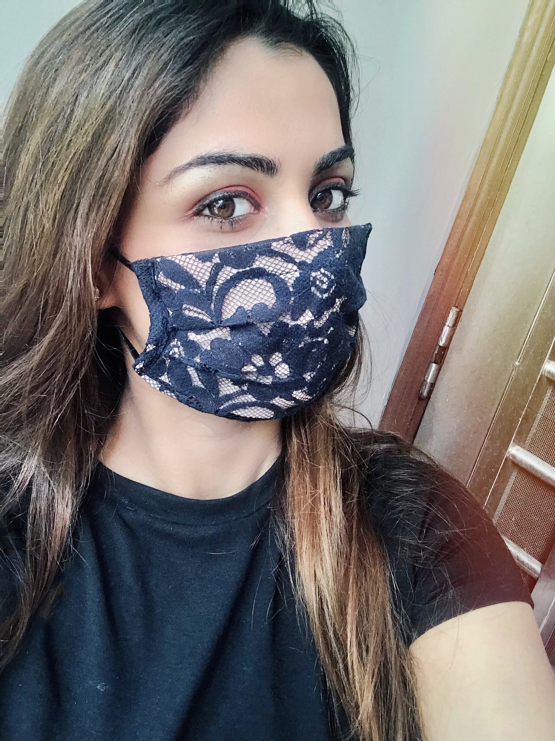Blue cotton layered mask