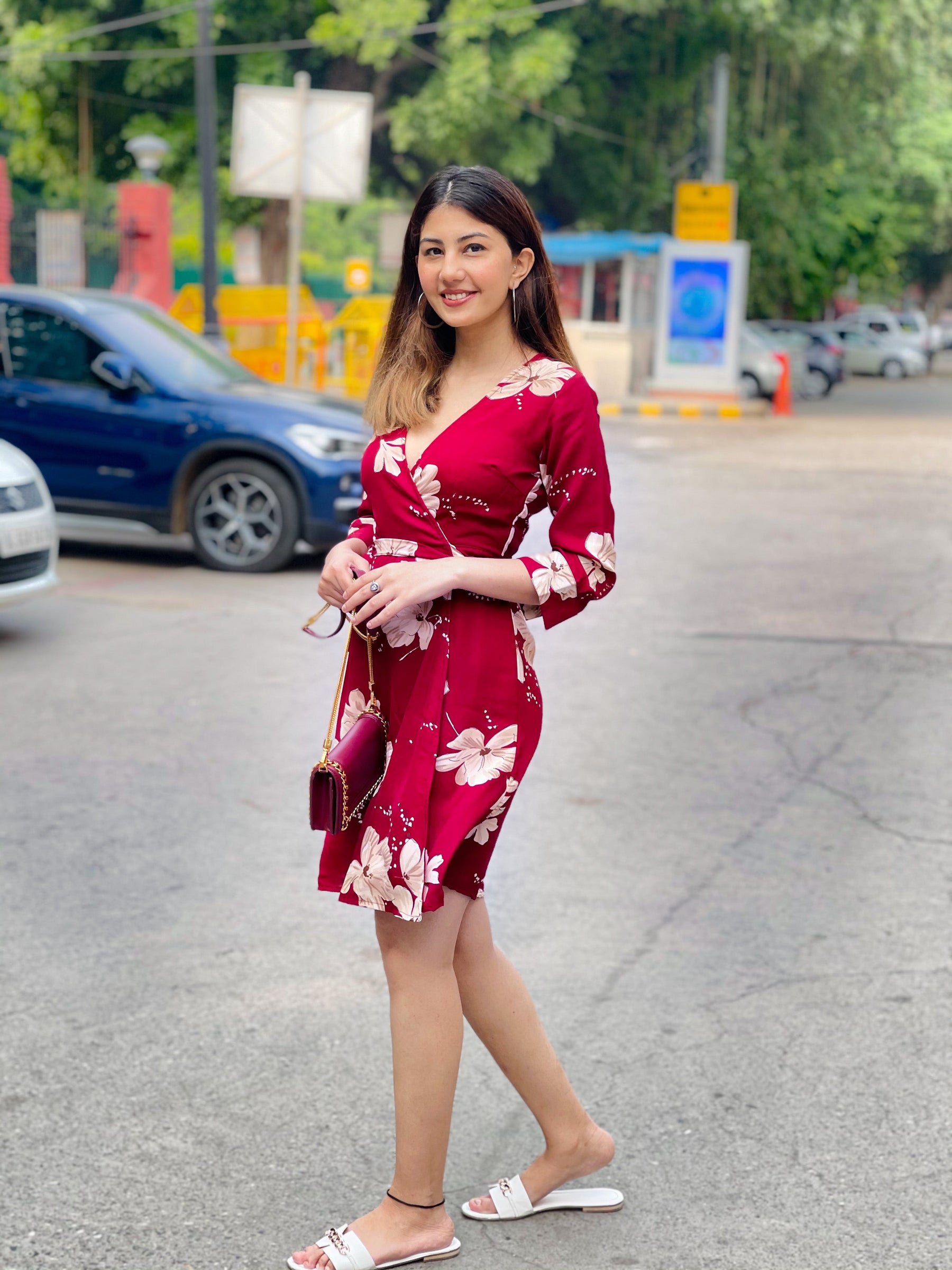Floral Print Wrap Dress