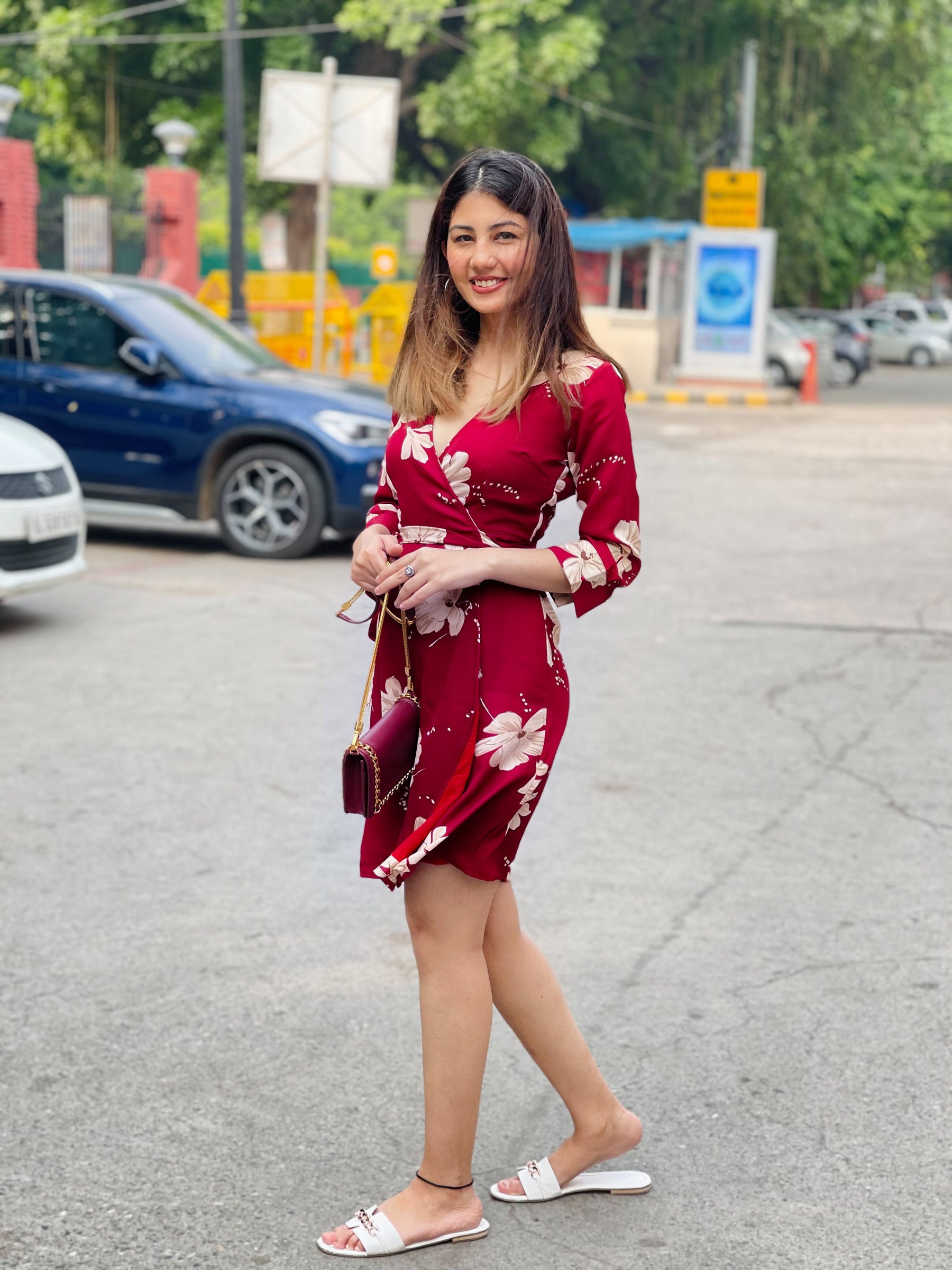 Floral Print Wrap Dress