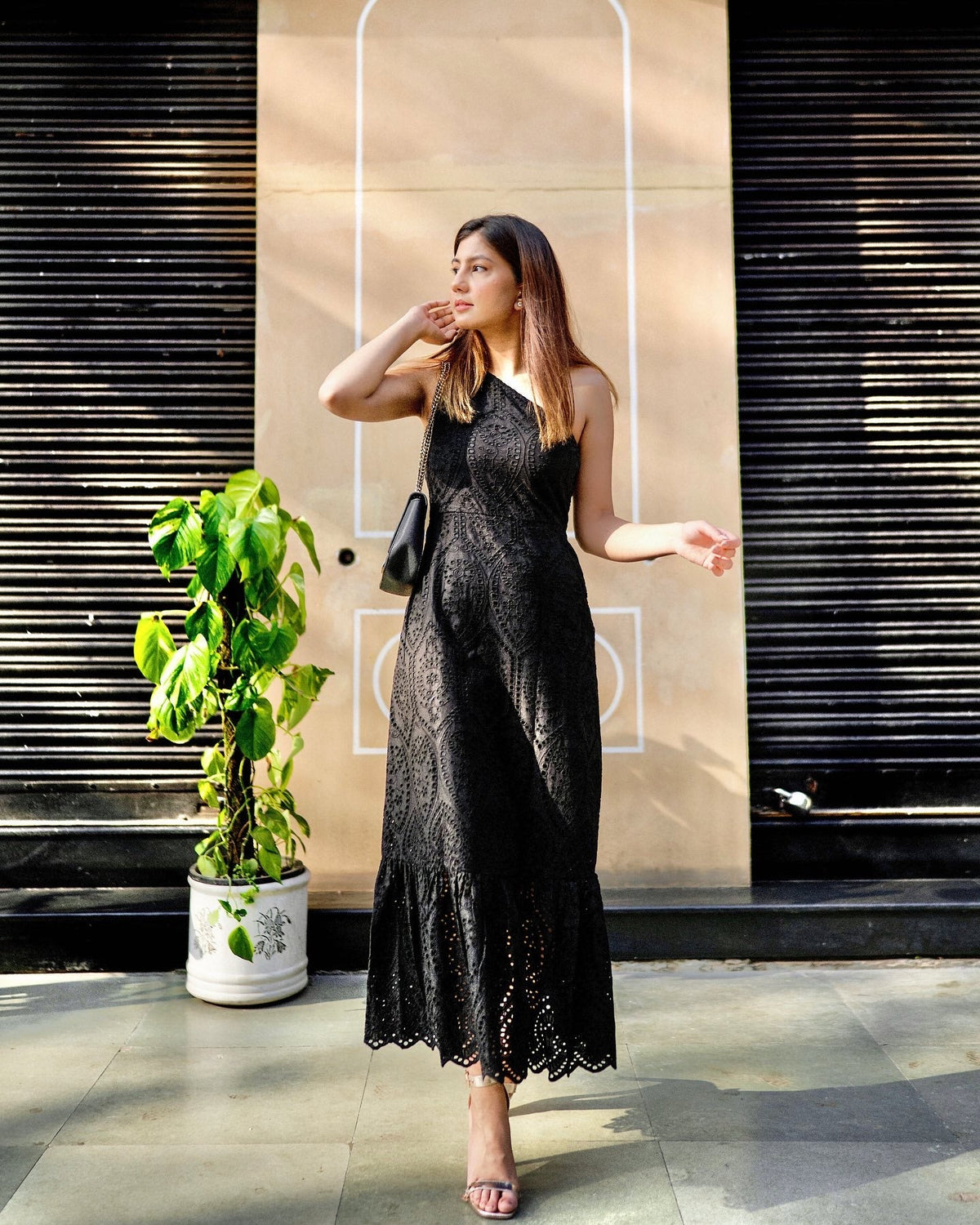 Black One Shoulder Maxi Dress
