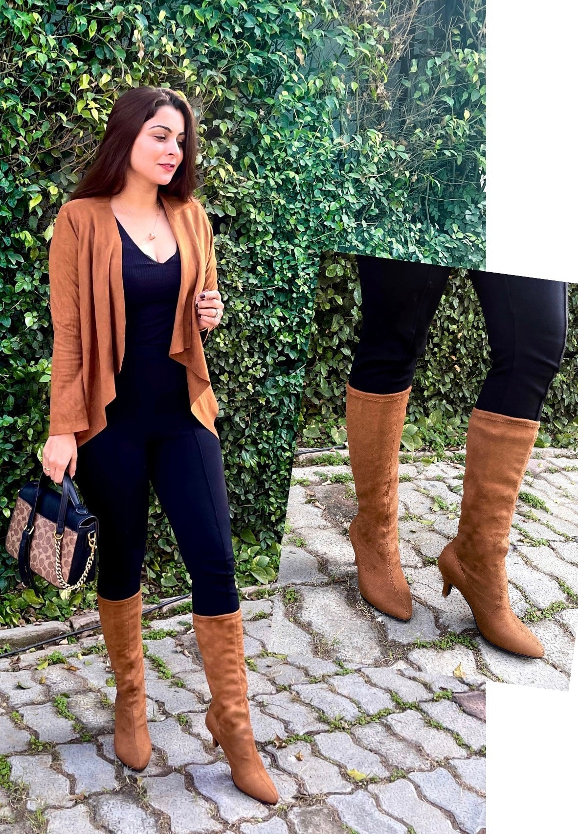 Tan Suede Pointed Heel Boots