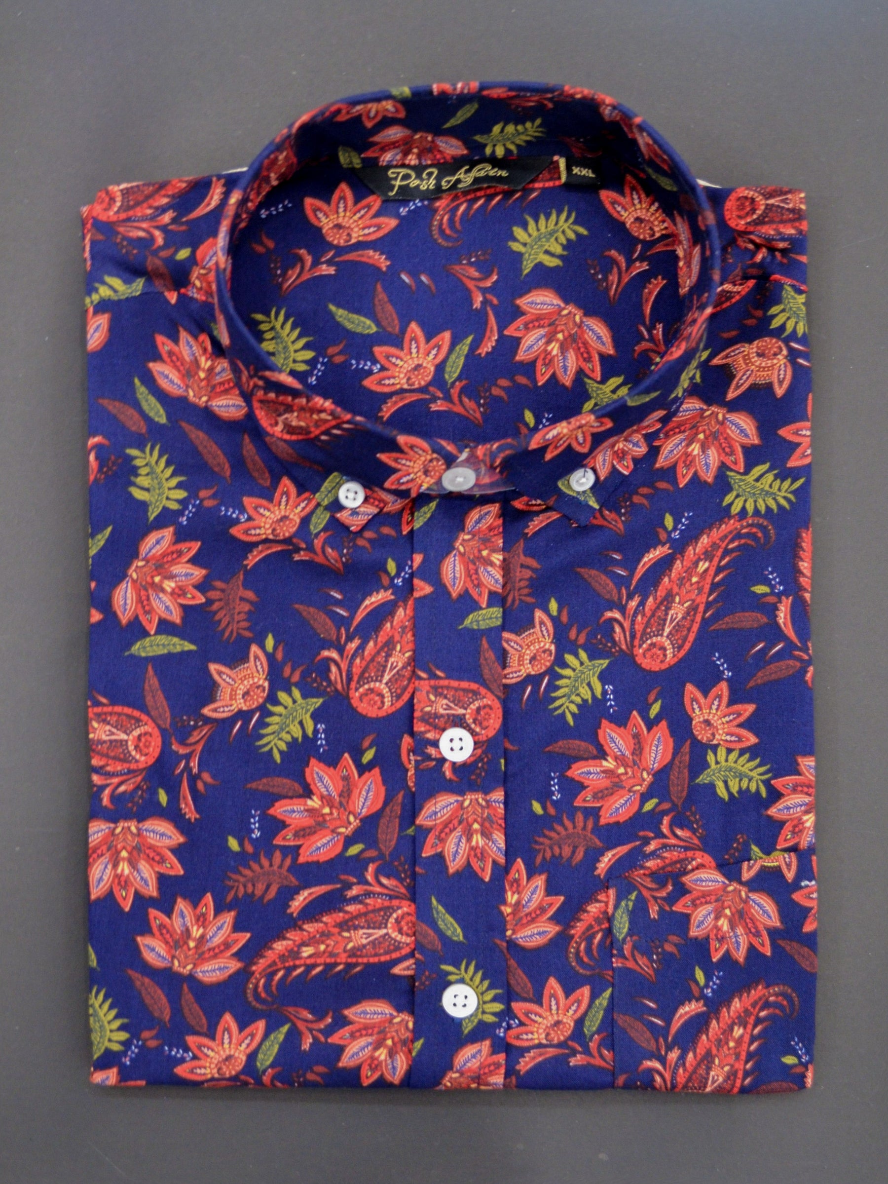 Red Fern Print Casual Men's Shirt