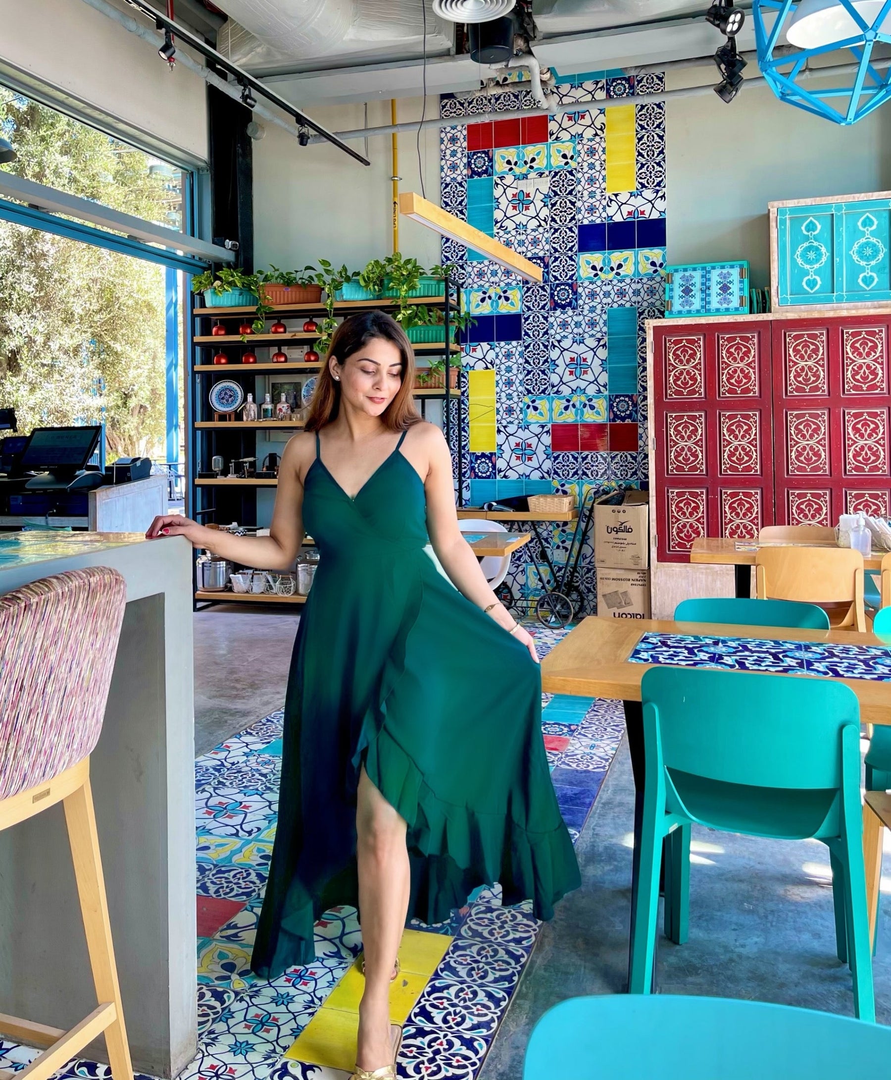 Bottle Green Strappy Dress