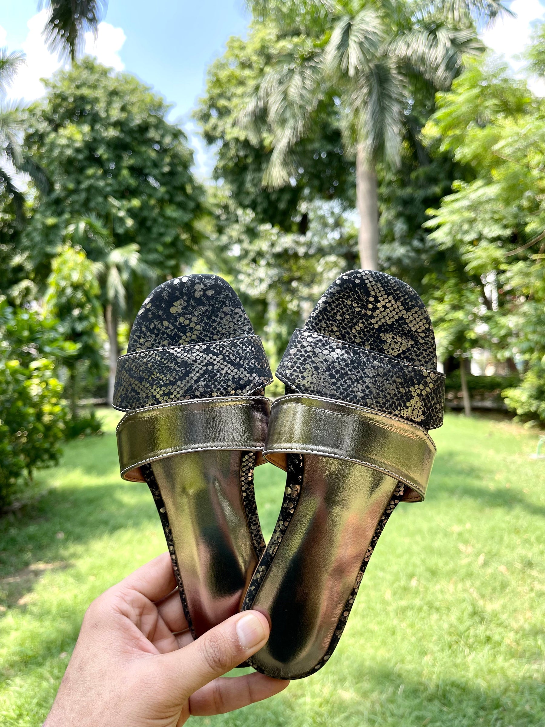 Silver Colourblock Slides