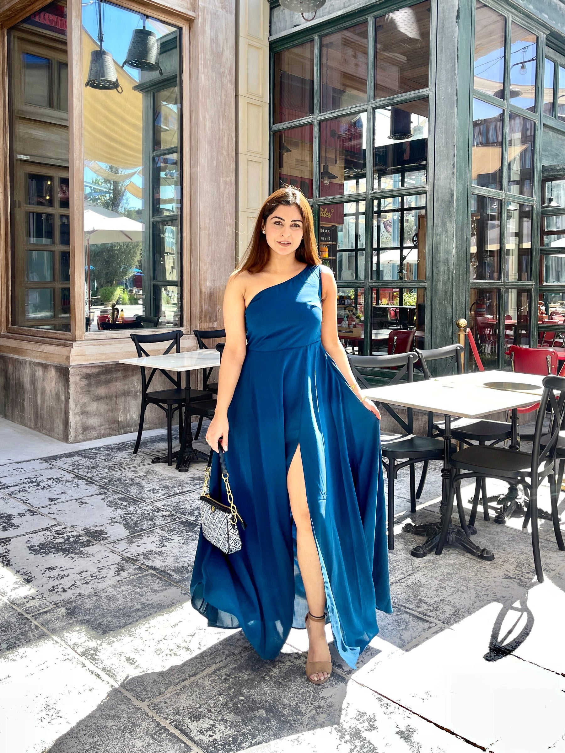 Blue Beach One Shoulder Maxi Dress