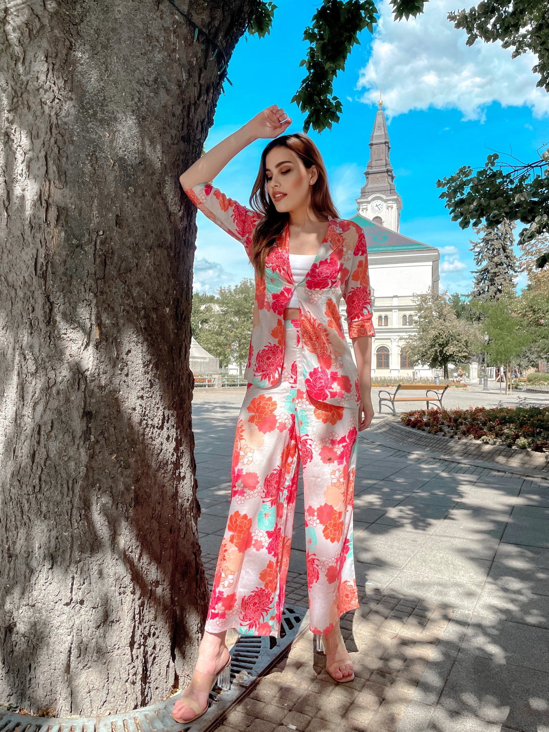Peach Print Coord Set