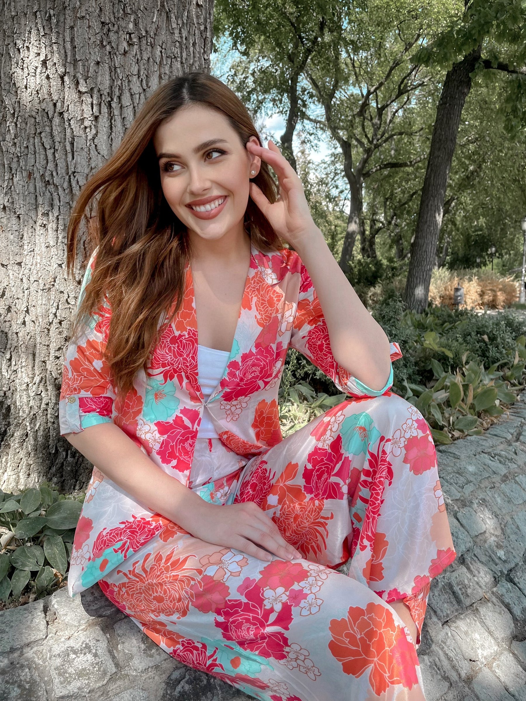 Peach Print Coord Set