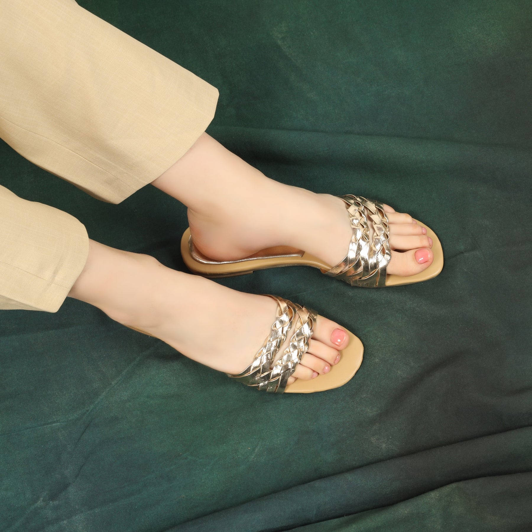 Gold Braided Slides