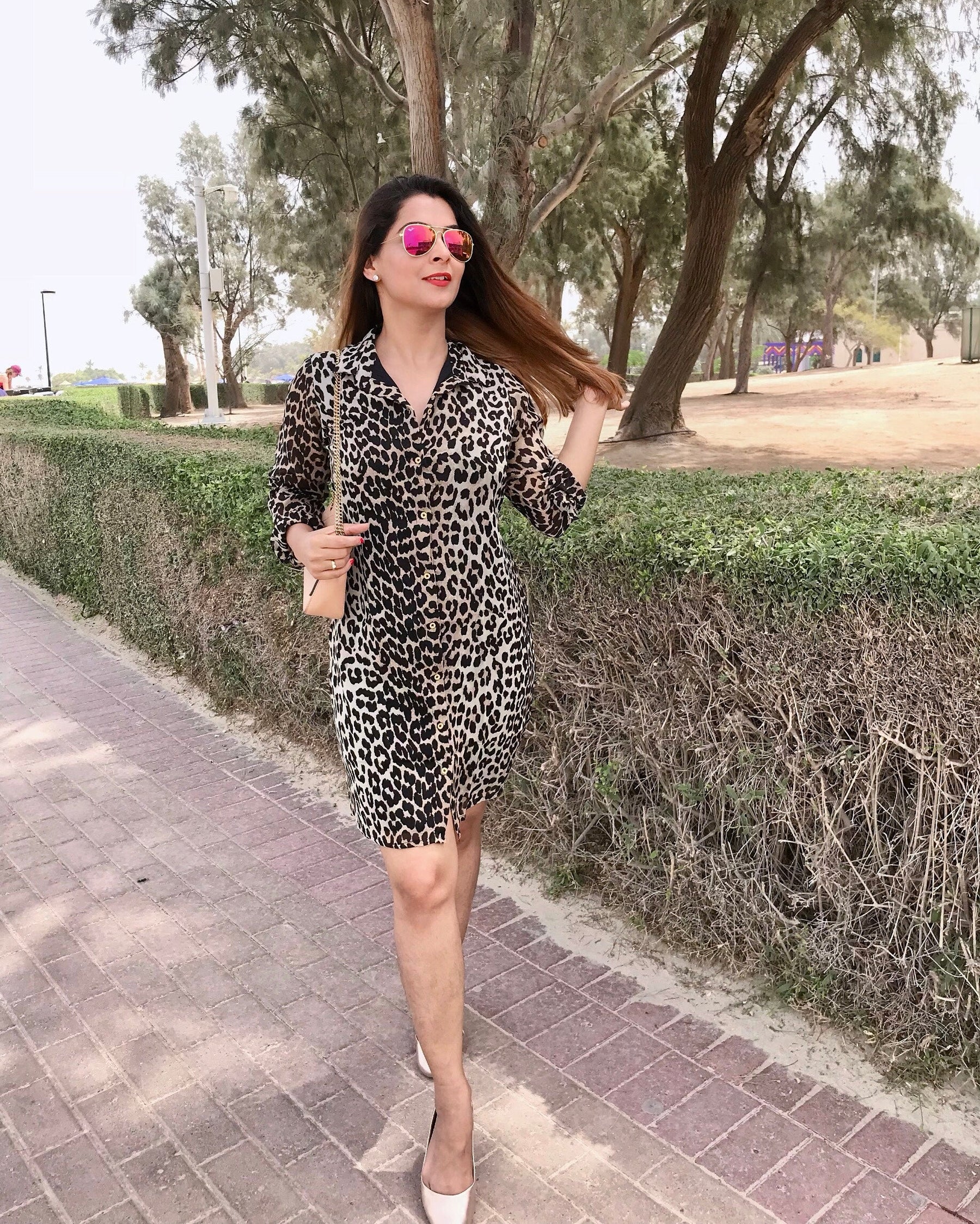 Leopard Print Shirt Dress