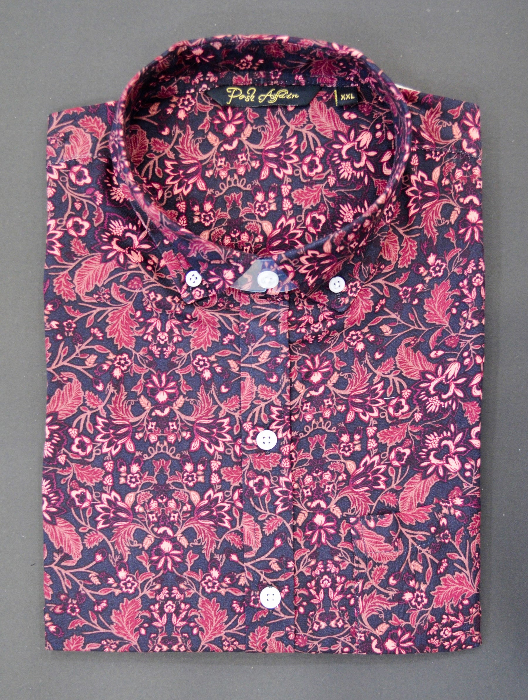 Red Bouquet Print Casual Men's Shirt