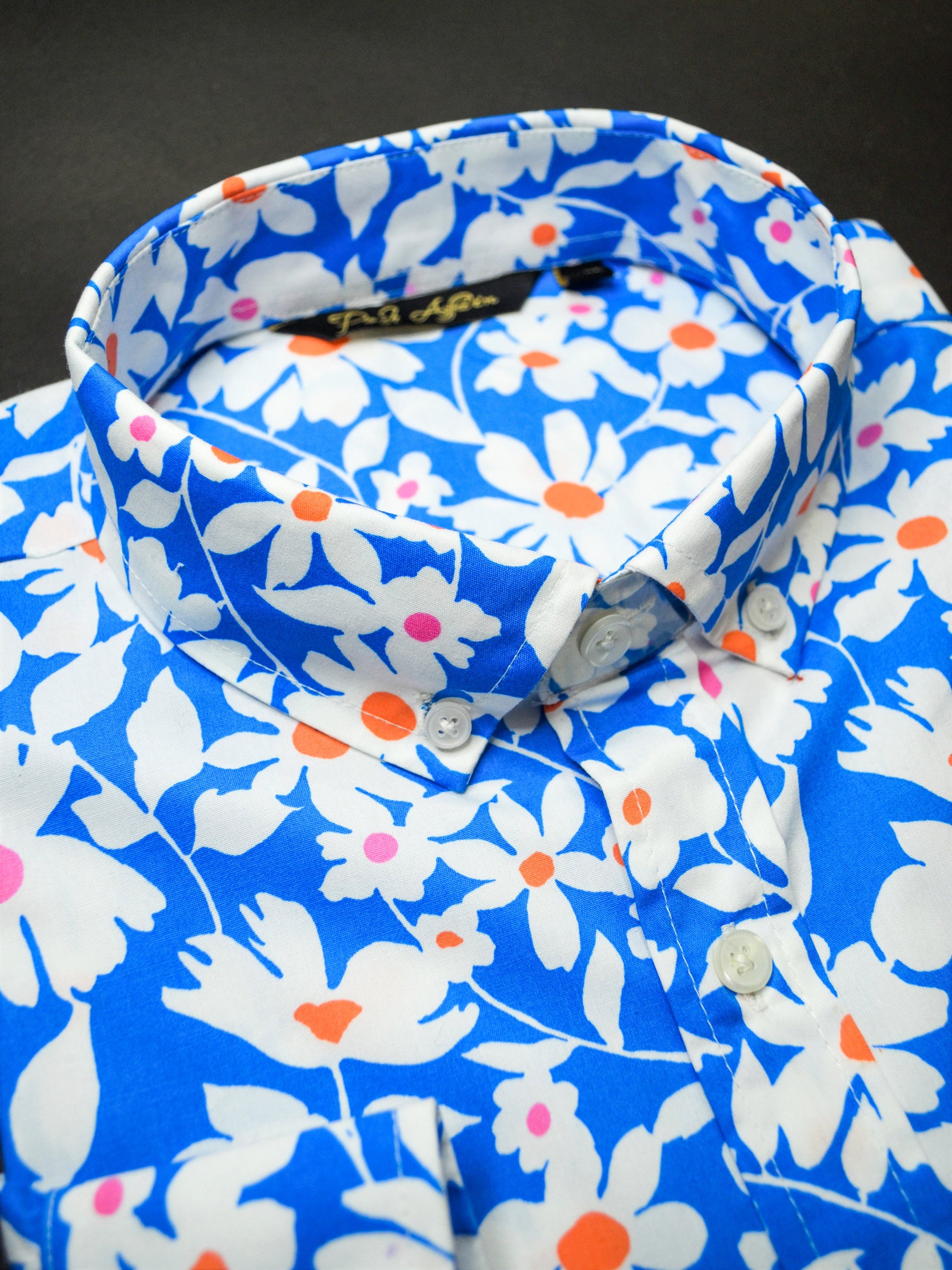 Blue Petal Print Casual Men's Shirt