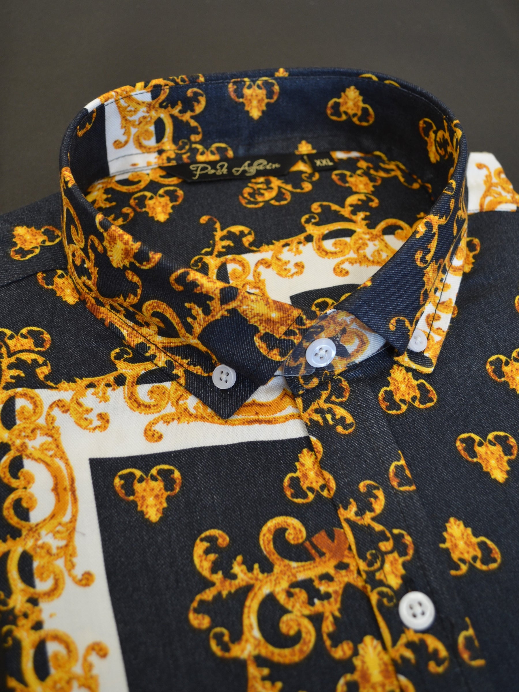 Gold Bandana Print Casual Men's Shirt