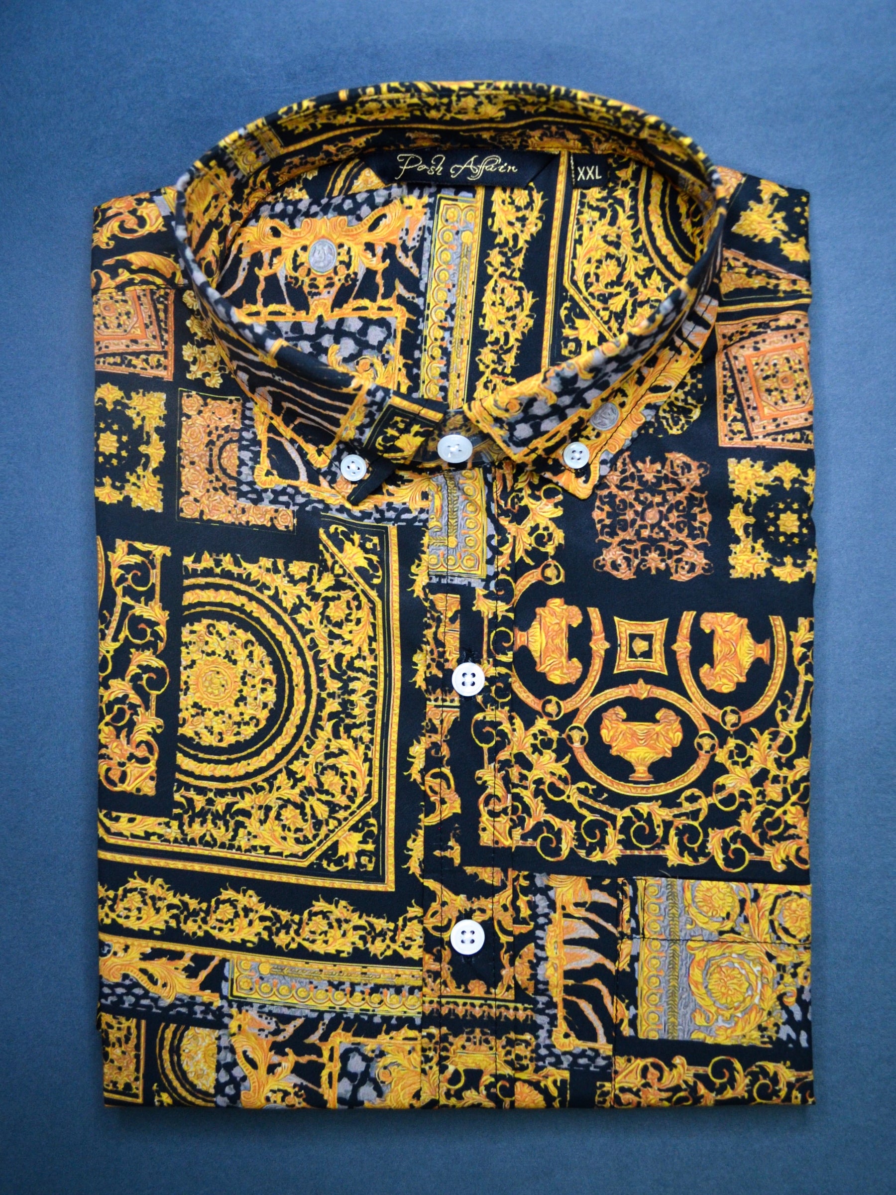 Royal Black Print Casual Men's Shirt