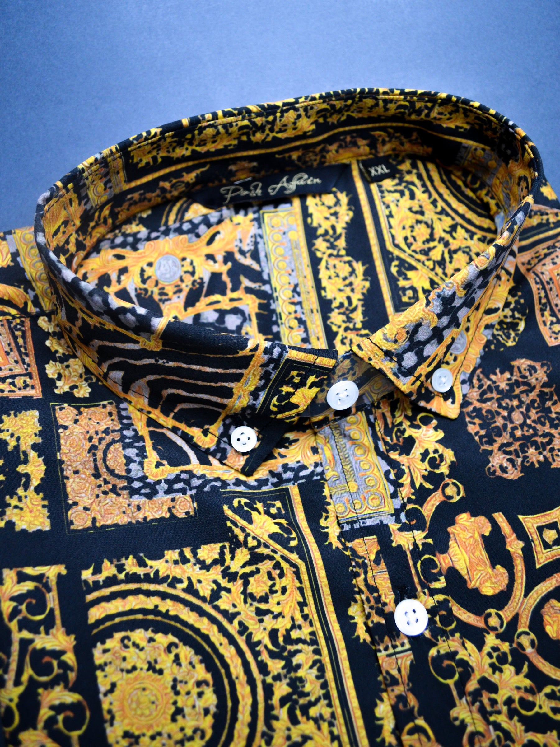 Royal Black Print Casual Men's Shirt