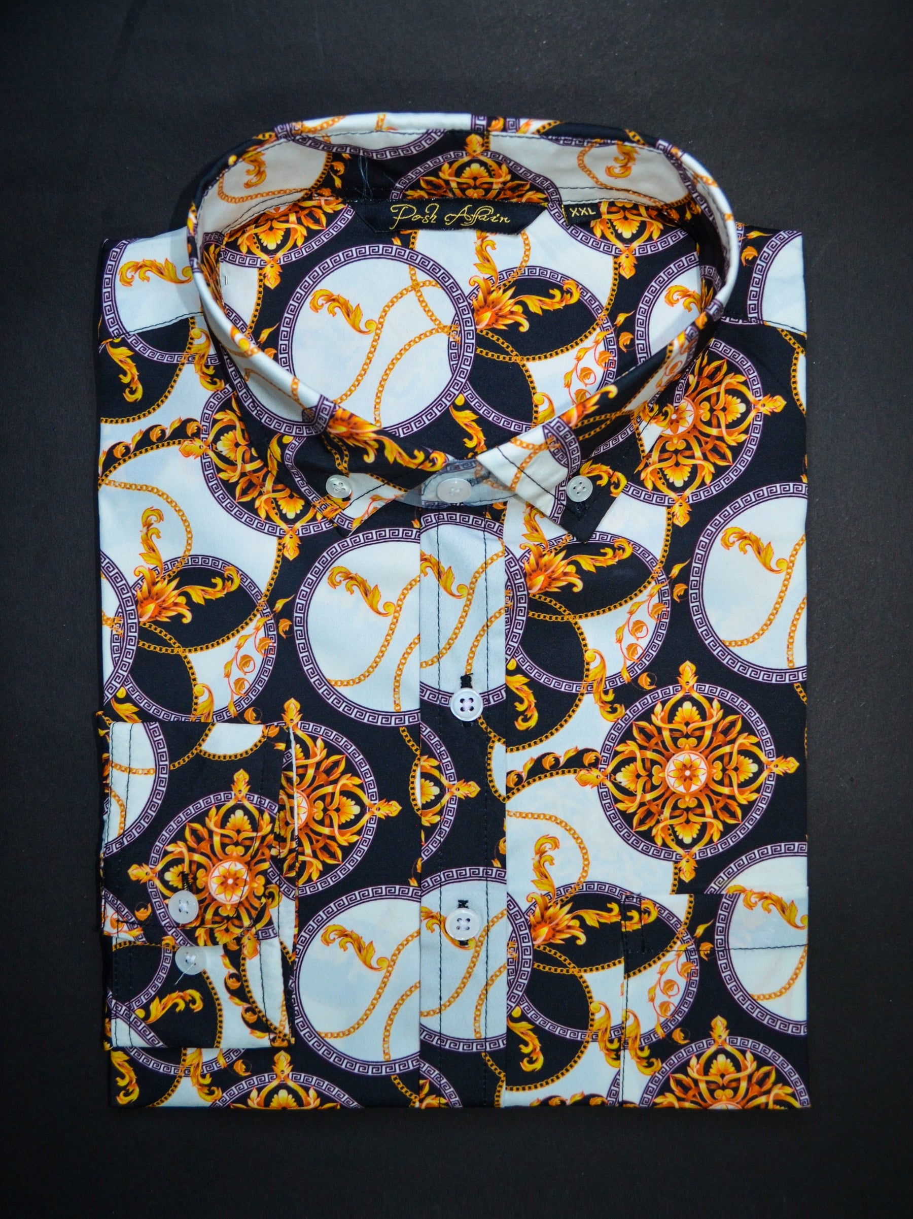 Ornate Print Casual Men's Shirt