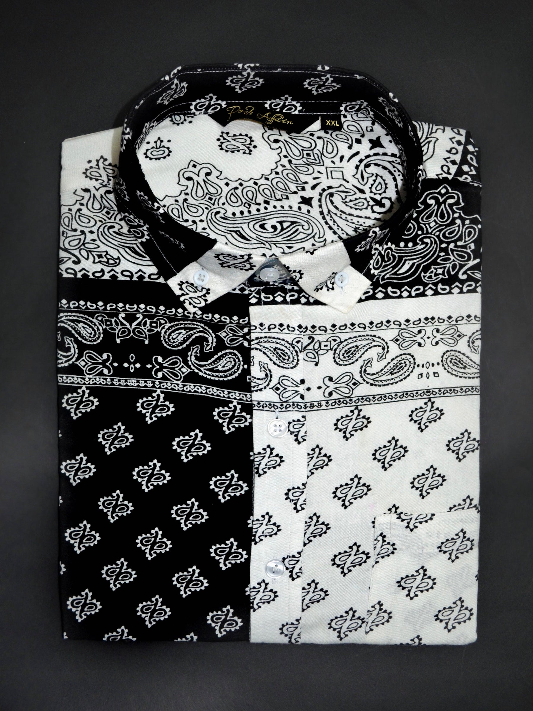 Black & White Print Casual Men's Shirt