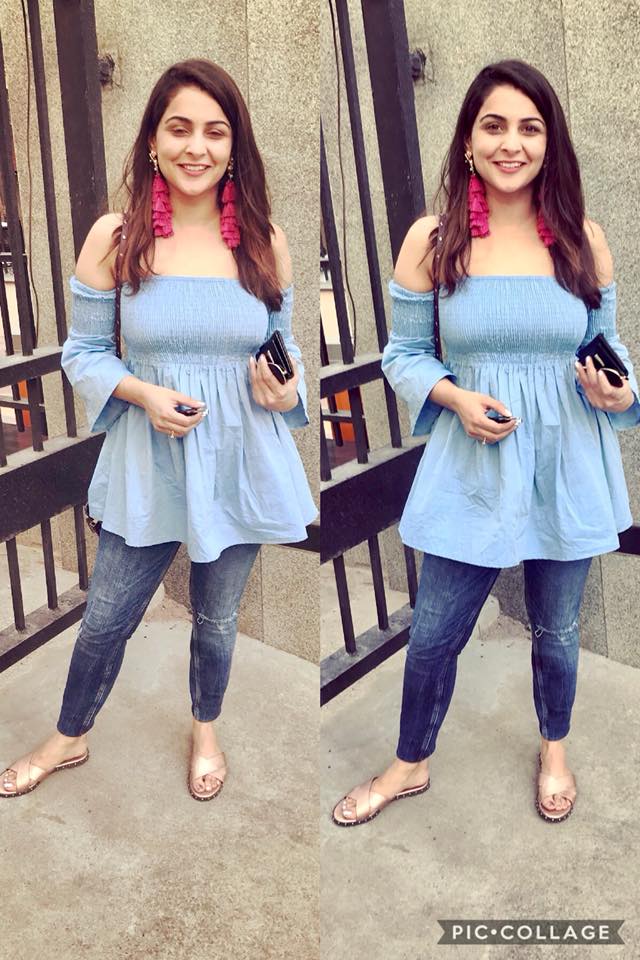 Summer Blue Off Shoulder Top