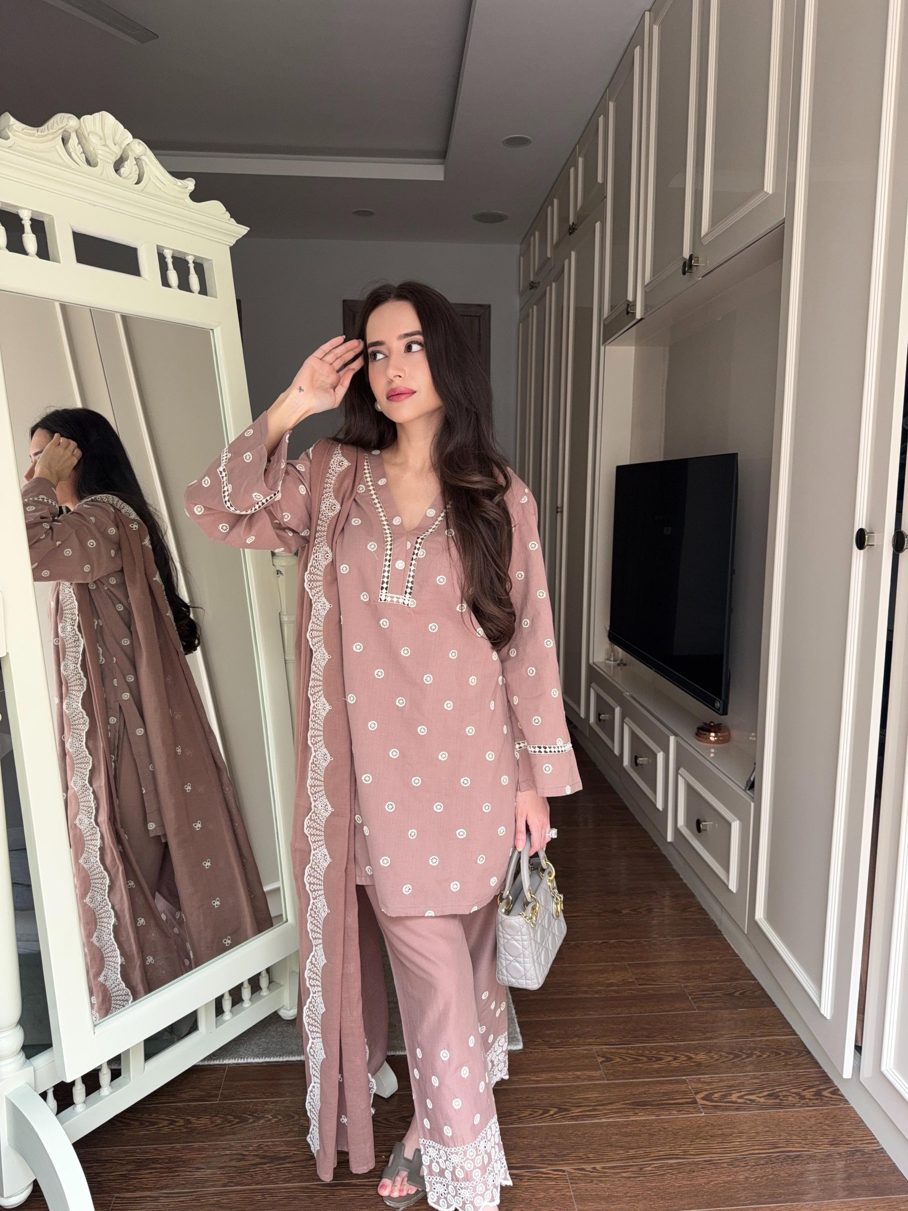 Caramel Brown Cotton suit Set