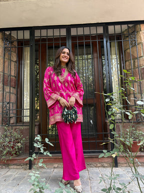 Pink Goldwork Chanderi Coord Set
