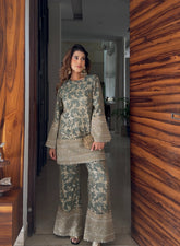 Olive Green Beadwork Coord Set