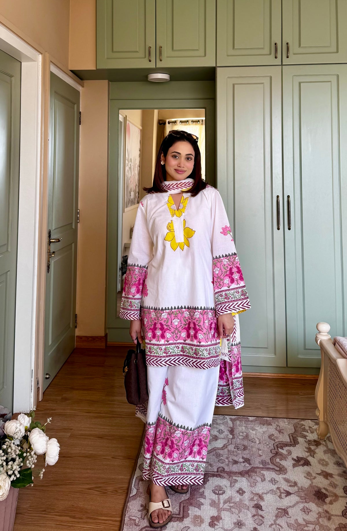 Pearl White Floral Suit Set