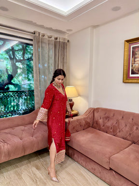 Red Kaftan Gota Patti Dress
