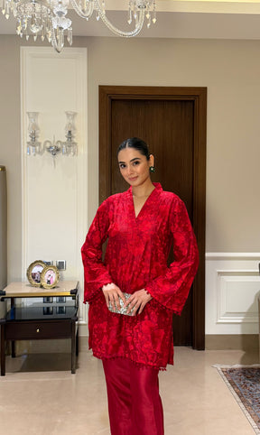 Red Embroidered Kurta set