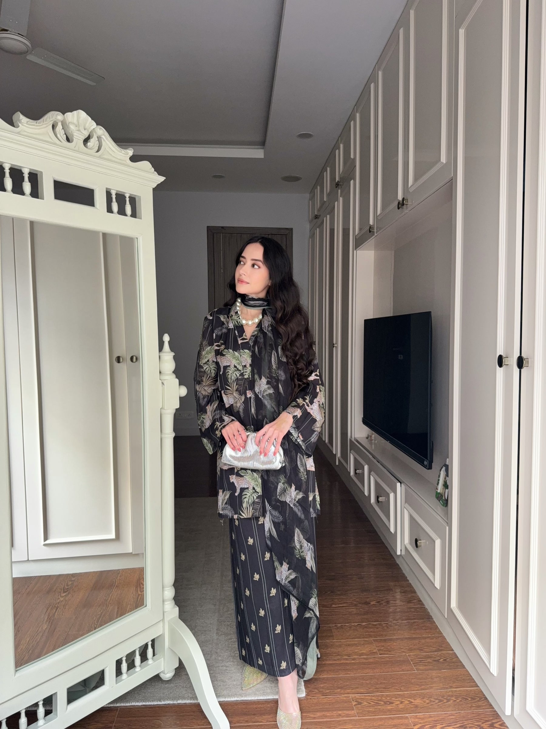 Black Printed Kurta Set