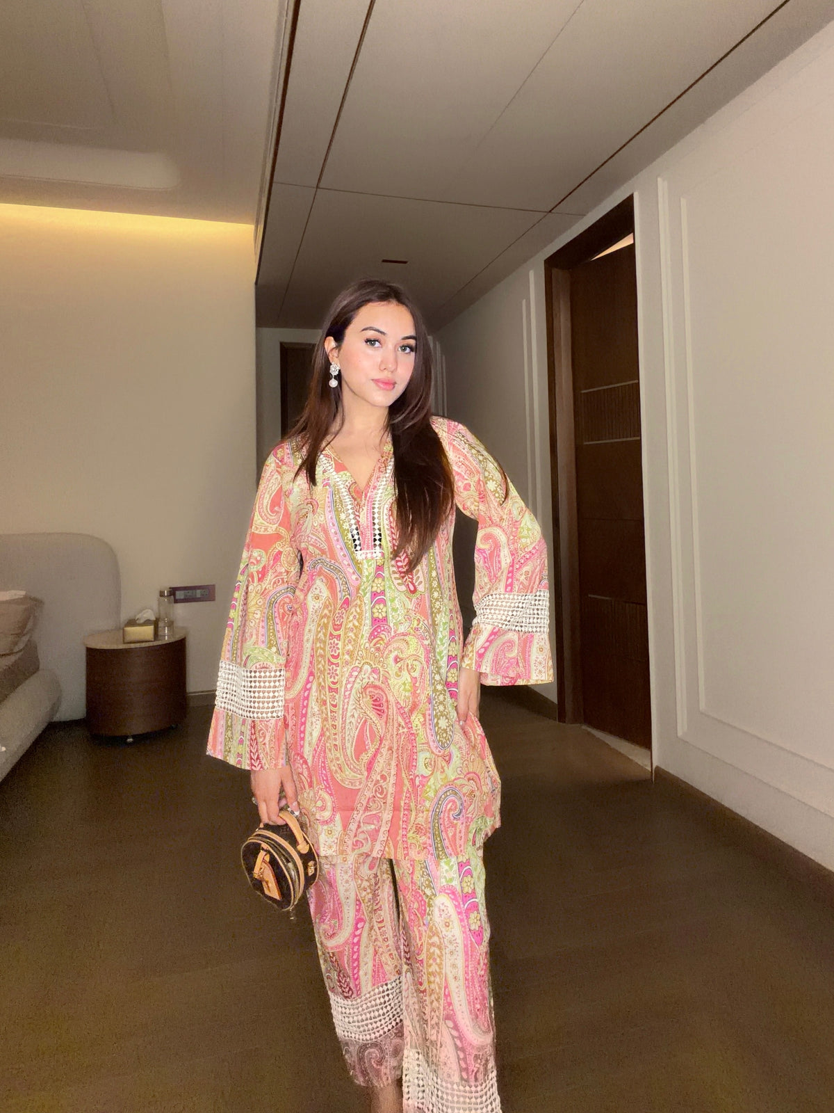 Pink Paisley Lace Coord Set