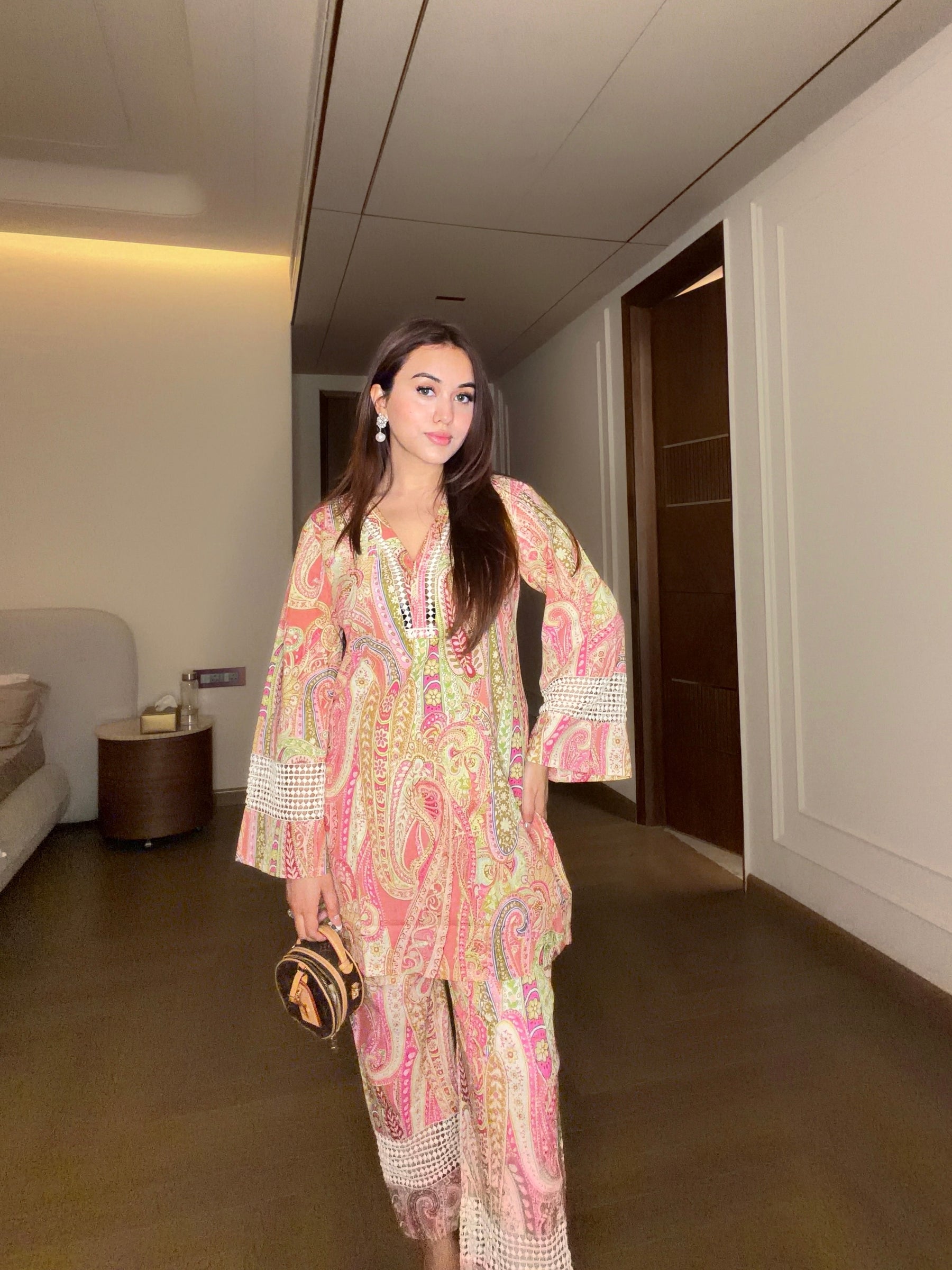 Pink Paisley Lace Coord Set