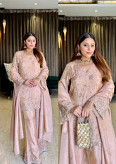 Peach Beadwork Suit Set