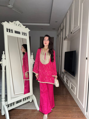 Pink Bandhej Print Coord Set