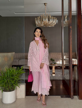 Classic Pink Cutwork Embroidery Coord Set