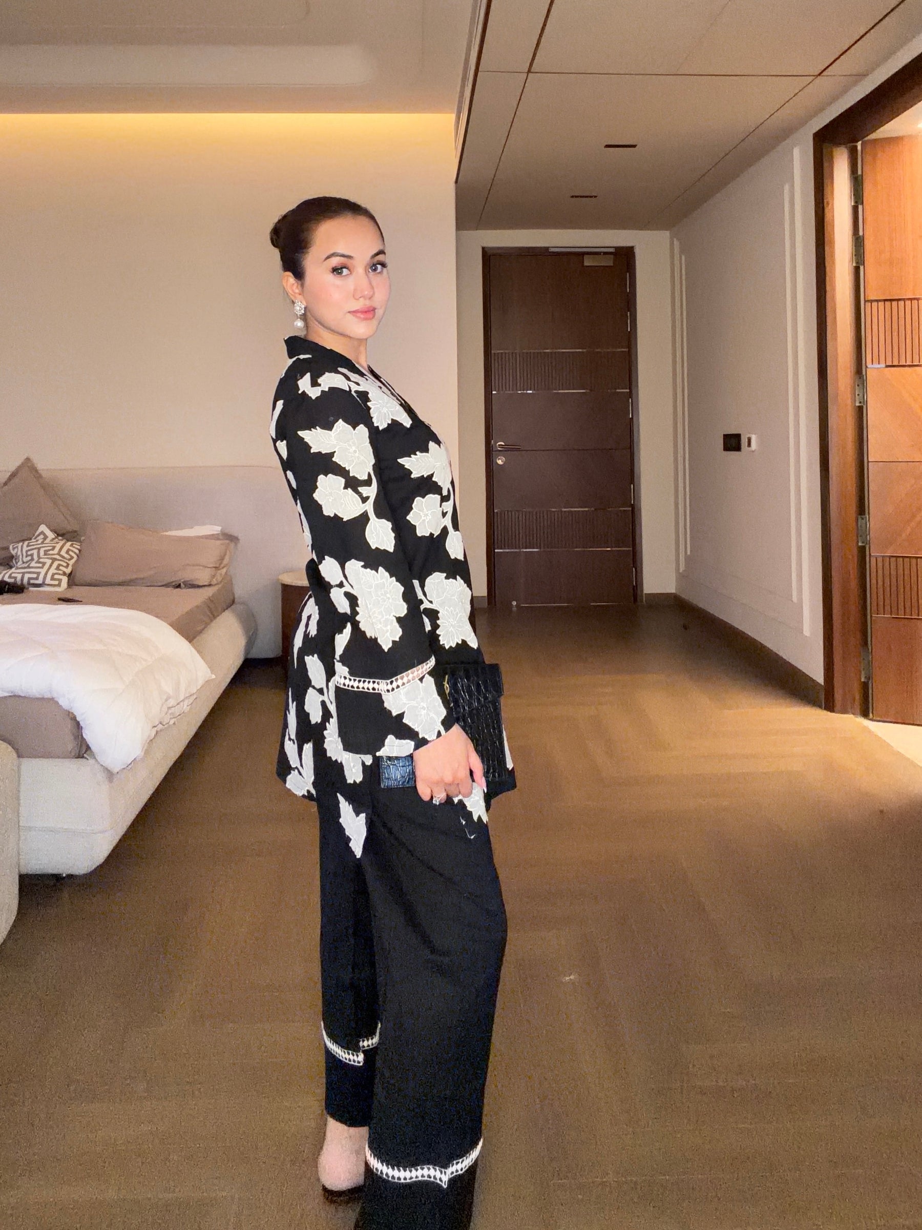 Black Cutwork Embroidery Cotton Coord Set