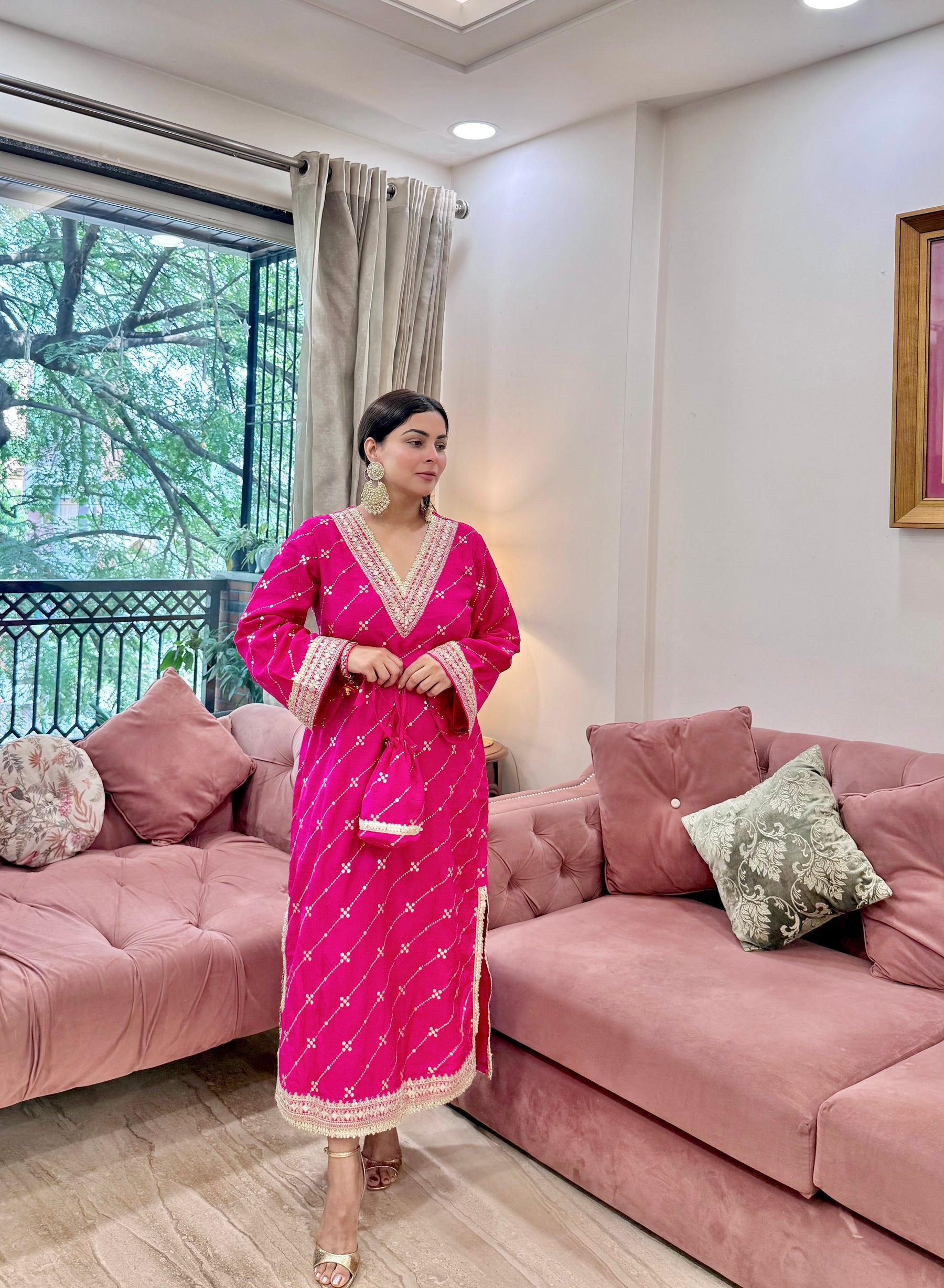 Pink Pop Kaftan Dress