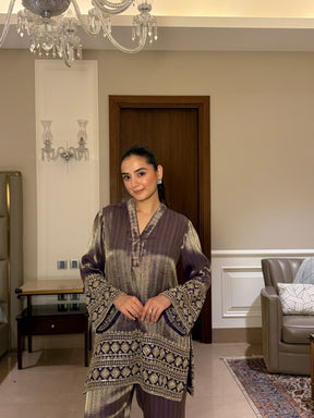 Royal Purple Banarasi Beadwork Coord Set