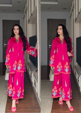 Pink Pop Block Print Chanderi Coord Set