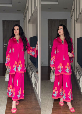 Pink Pop Block Print Chanderi Coord Set