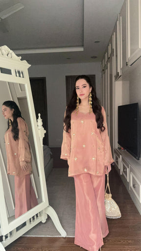 Blush Pink Mirrorwork Coord Set